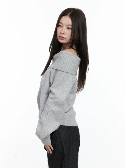 Off-Shoulder Knit Long Sleeve Top CO506