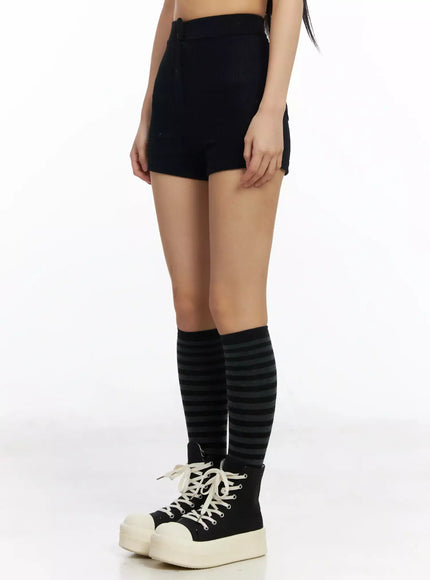 High-Waist Ribbed Shorts IA508