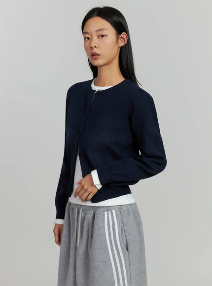 Round Neck Knit Cardigan IJ505