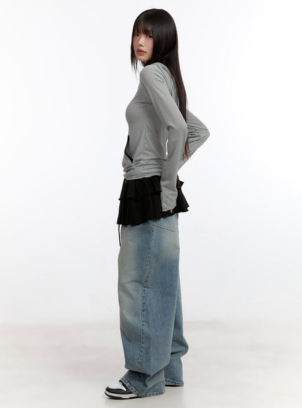 button-stripe-hoodie-top-ca508