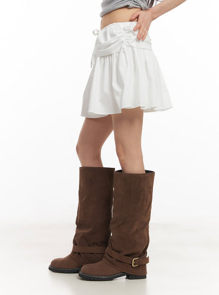 pleated-mini-skort-with-ribbon-shirring-ca523