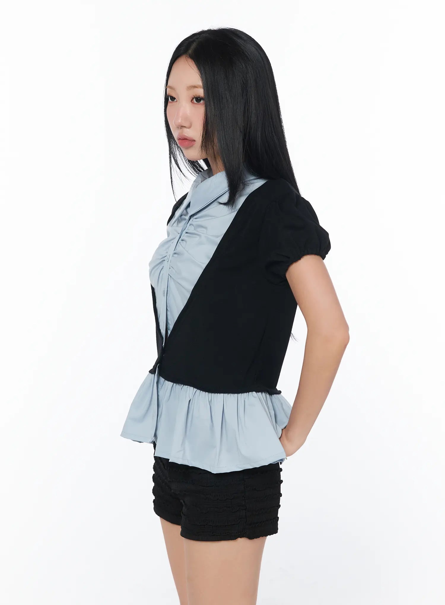 puff-frill-short-sleeve-blouse-cy513
