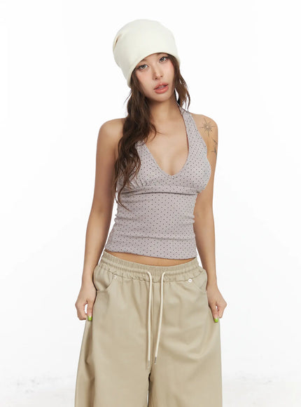 cross-detail-halter-top-cf513 / Pink