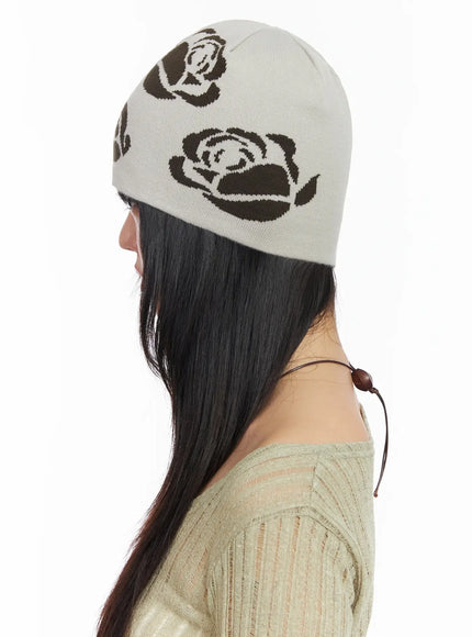 rose-pattern-knit-beanie-ia523