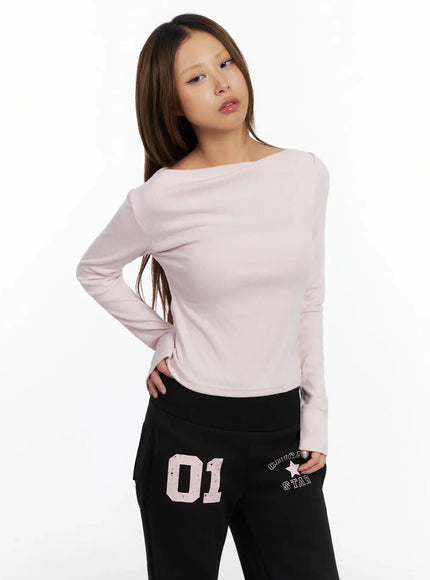 Shirred Boat Neck Top IN528