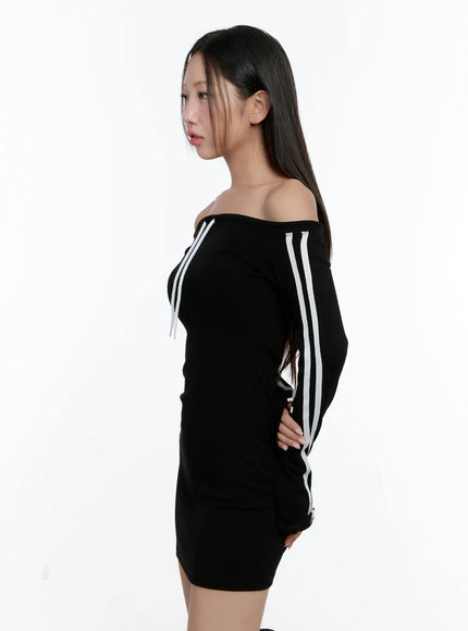 Sporty Off-Shoulder Knit Dress CS518