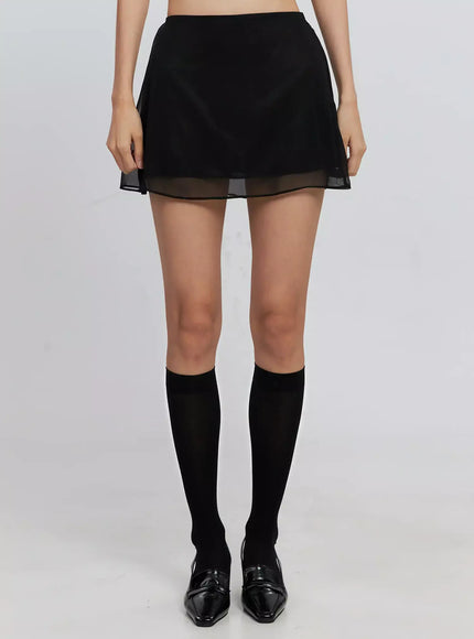 Sheer Chiffon Mini Skirt IS516