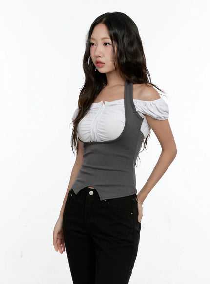 double-layer-short-sleeve-top-cl531