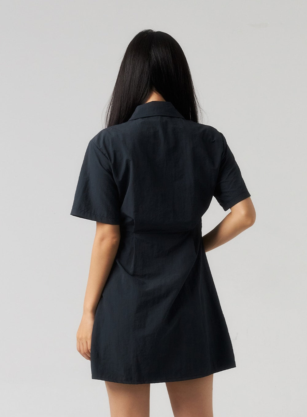 nylon-mini-shirt-dress-cu329