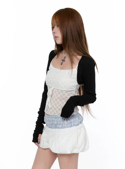 elegant-sheer-bolero-cardigan-ca520 / Black