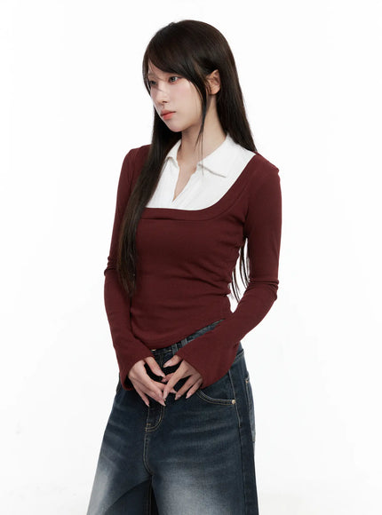 two-tone-square-neck-long-sleeve-top-co521