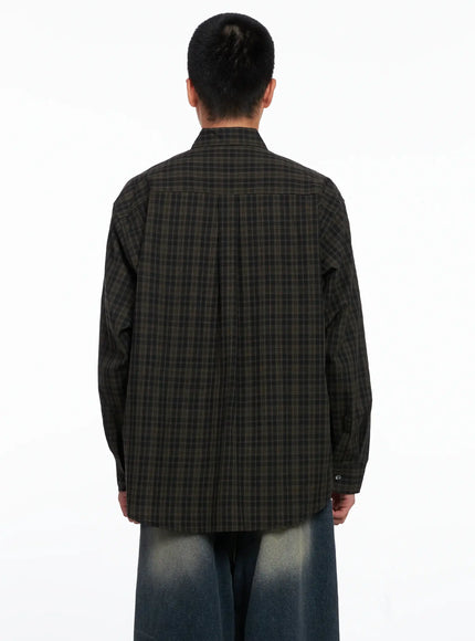 Men's Checkered Button Up Shirt IS510