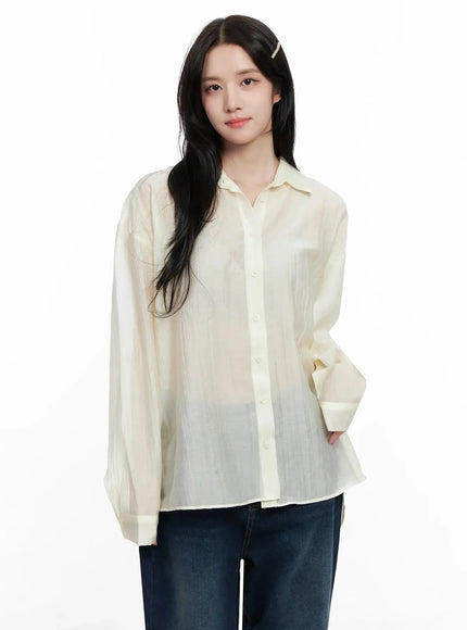 sheer-oversized-long-sleeve-shirt-co516 / Light beige