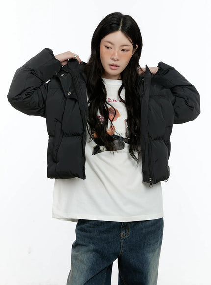High Neck Cropped Puffer Jacket CN513