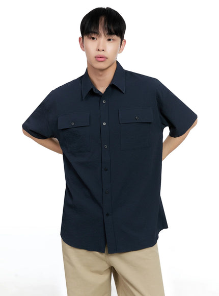 Men's Casual Crinkle Texture Shirt IG520