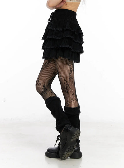 Lace-Up Ruffle Tiered Mini Skirt CN520