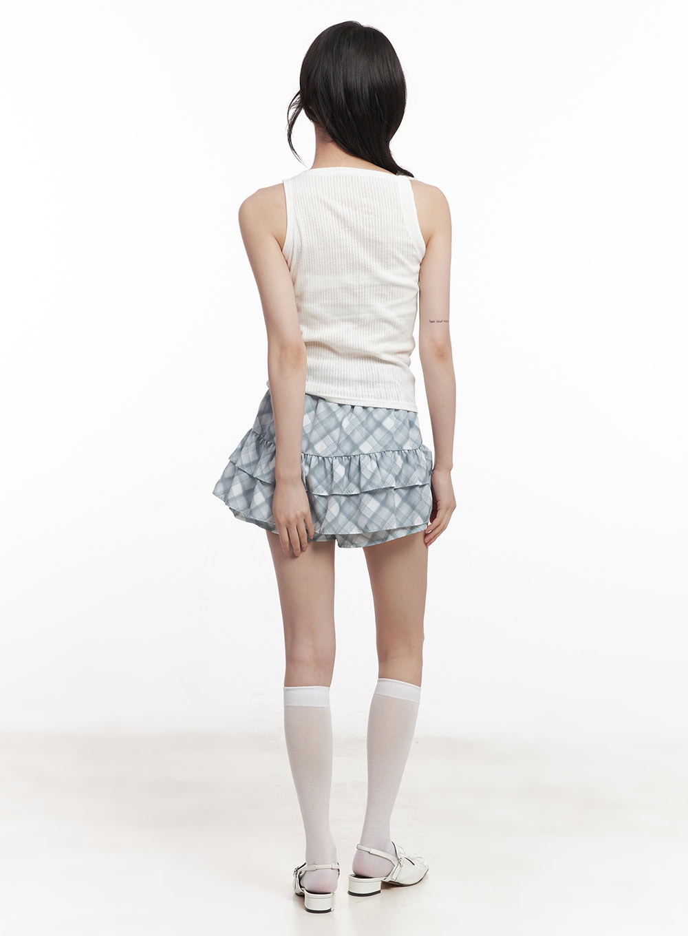 frill-plaid-print-mini-skirt-cy521