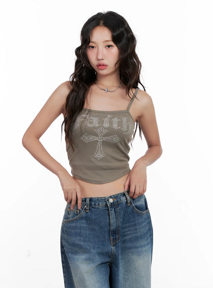 Y2K Cropped Rhinestone Tank CL521