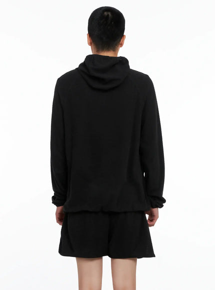 Men's Logo Detail Long Sleeve Hoodie IS502