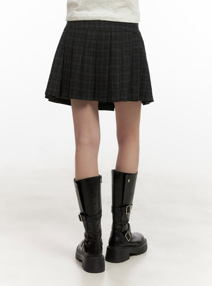 Check Pleated Mini Skirt CJ501