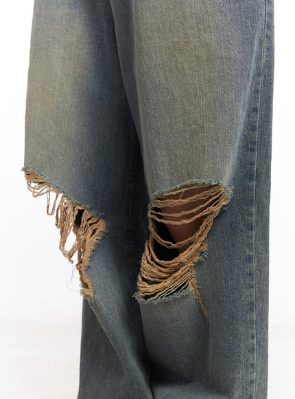 Rachael Distressed Wide-Leg Jeans CA514