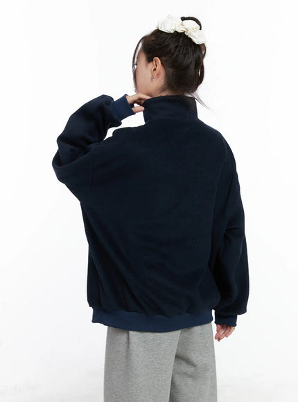 Oversized Quarter-Zip Fleece Pullover CN518