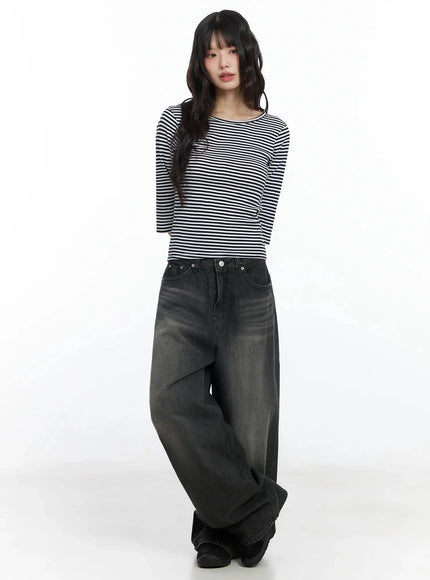 striped-3-4-sleeve-top-if505