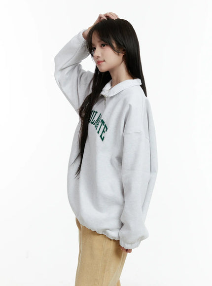 Graphic Pullover Quarter-Zip Sweatshirt CD523