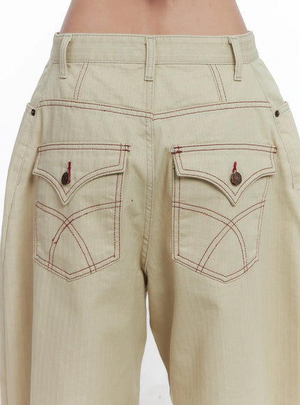 Summer Stitch Wide Cotton Pants CS503