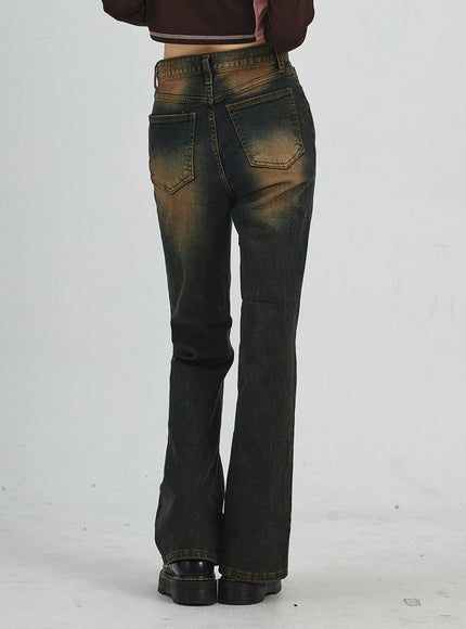 Vintage Washing Bootcut Jeans CD02