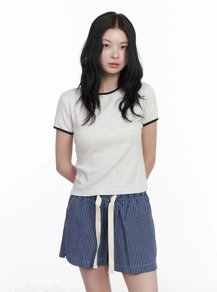 contrast-trim-short-sleeve-tee-ca509 / Light gray