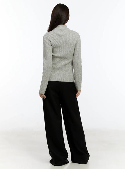 buckle-ribbed-half-turtleneck-sweater