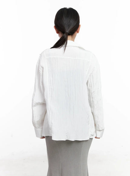 White Button-Up Long Sleeve Shirt CL518