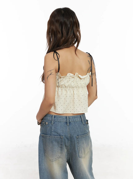 polka-dot-shirred-ribbon-tie-cami-top-cm520