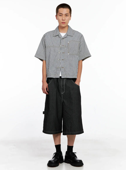 Men's Striped Cropped Jacket IG508