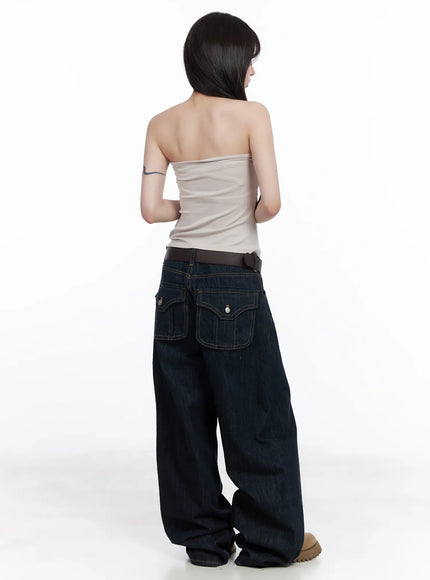 Rowyn Wide Leg Jeans with Pocket Detail CF523