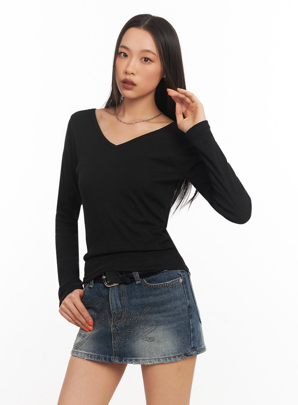 V-Neck Long Sleeve Top IA507