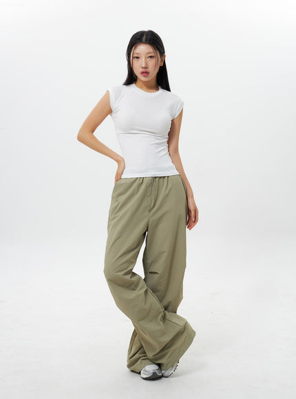 Nylon Wide Track Pants IY311