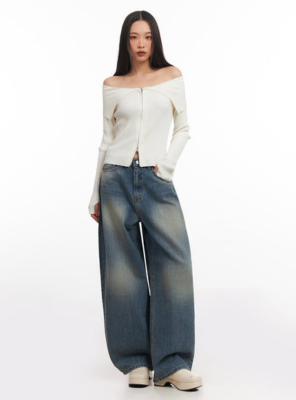 Sharon Washed Wide-Fit Baggy Jeans IA507