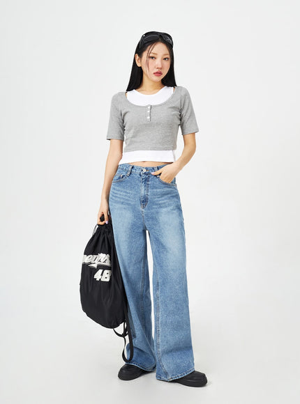 Mid-Wash Bootcut Jeans CM323