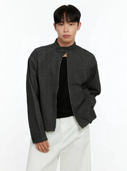 mens-striped-denim-band-collar-jacket-in525