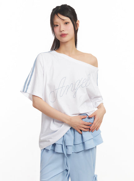 angel-stud-one-shoulder-stripe-t-shirt-iy502