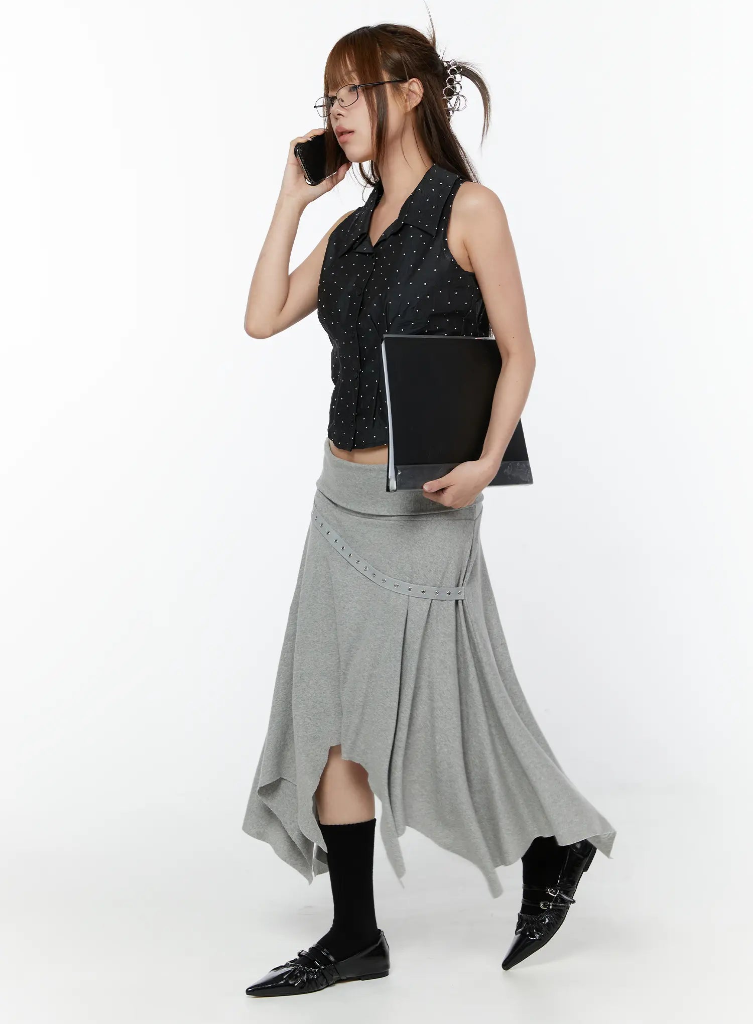 polka-dot-sleeveless-blouse-cy518