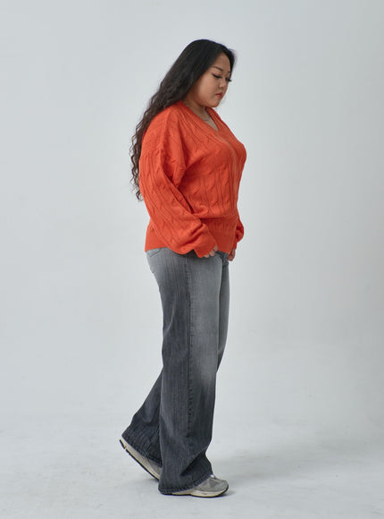 Plus Light Wash Wide Leg Jeans IF317