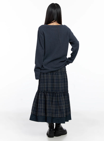 plaid-tiered-maxi-skirt-co515