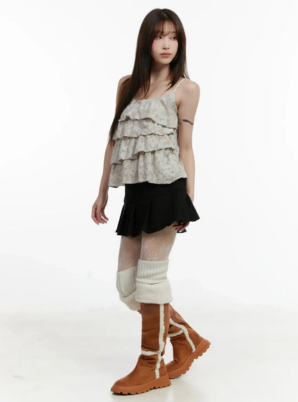 Fleece Pleated Mini Skirt IJ516