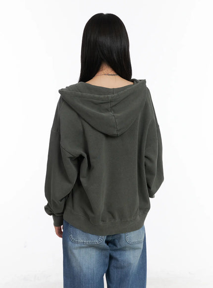 Oversized Pigment Print Zip-Up Hoodie CD505