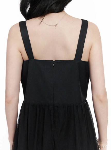 Bow Tiered Tulle Midi Dress CA509