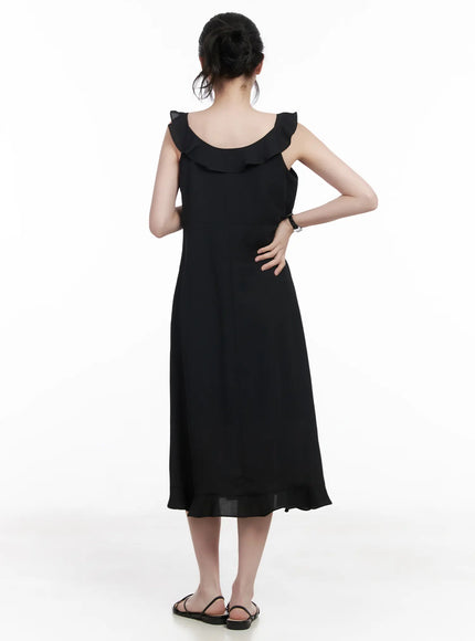 Round Neck Frill Maxi Dress CA509