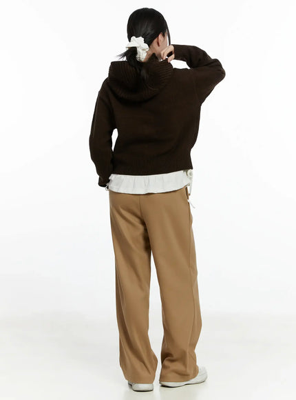 Pintuck Wide-Leg Trousers F502